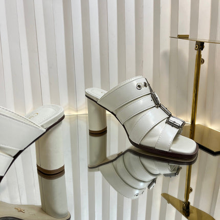 PUNK HEEL SLIDES 25S 80MM IN WHITE CALFSKIN