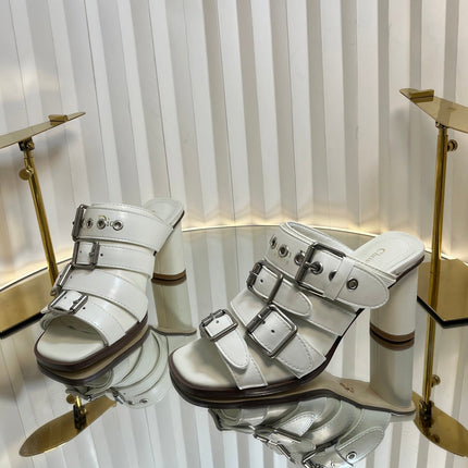 PUNK HEEL SLIDES 25S 80MM IN WHITE CALFSKIN