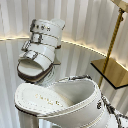 PUNK HEEL SLIDES 25S 80MM IN WHITE CALFSKIN