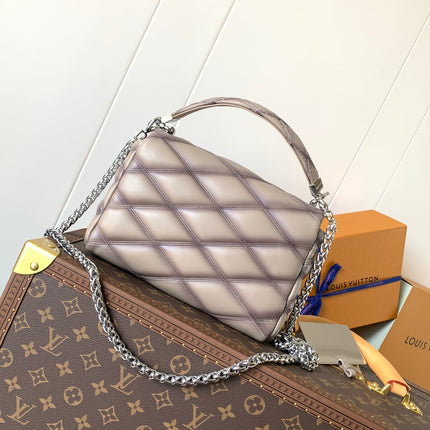 LV 25S GO-14 MM 23 IN BROWN QUILTED LAMBSKIN SILVER HARDWRE