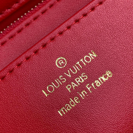 LV 25S GO-14 MM 23 IN CRIMSON RED QUILTED LAMBSKIN GOLD HARDWRE