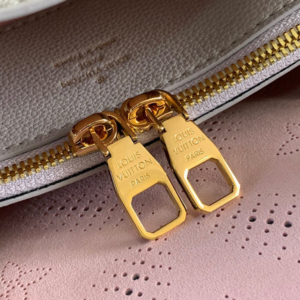 LV 25S BELLA TOTE BAG 32 IN PINK GREY PERFORATED MAHINA CALFSKIN