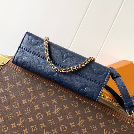 LV 25S ONTHEGO EAST WEST BAG 25 IN NAVY BLUE CALFSKIN MONOGRAM EMPREINTE