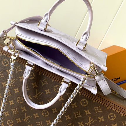 LV 25S ONTHEGO EAST WEST BAG 25 IN LIGHT LAVENDER CALFSKIN MONOGRAM EMPREINTE