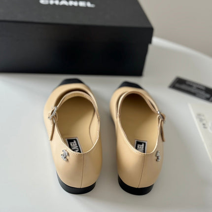 MARY JANE BEIGE CREAM MIX BLACK CALFSKIN