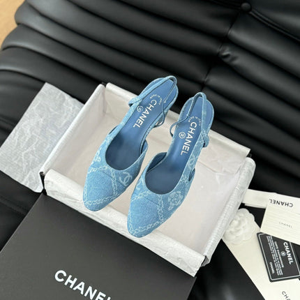 CLASSIC HIGH SLINGBACK CERULEAN BLUE CALFSKIN