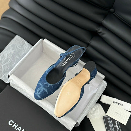 CLASSIC HIGH SLINGBACK NAVY BLUE CALFSKIN