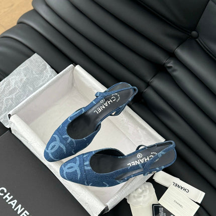 CLASSIC HIGH SLINGBACK NAVY BLUE CALFSKIN