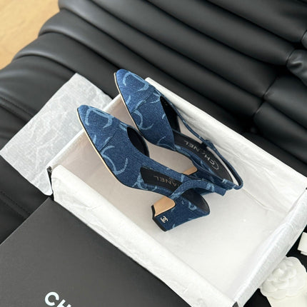 CLASSIC HIGH SLINGBACK NAVY BLUE CALFSKIN