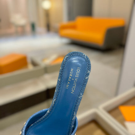 LV X TM 6AM HIGH 4 CM MULE IN NAVY BLUE MONOGRAM DENIM