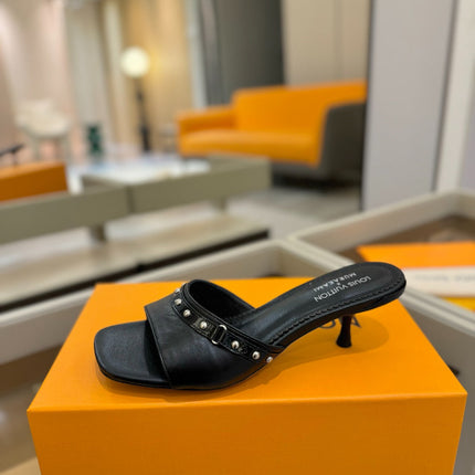 LV X TM 6AM HIGH 4 CM MULE IN BLACK CALFSKIN