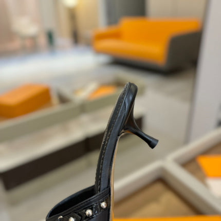 LV X TM 6AM HIGH 4 CM MULE IN BLACK CALFSKIN