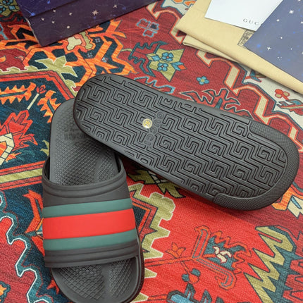 GG WEB SLIDE SANDAL BLACK RUBBER