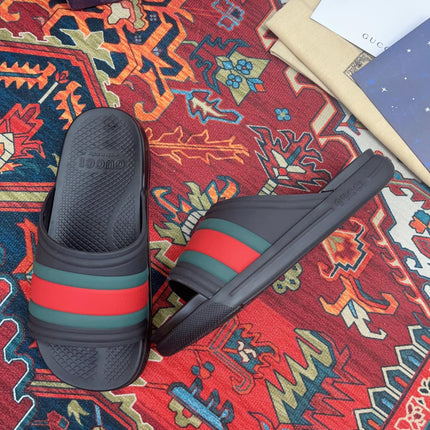GG WEB SLIDE SANDAL BLACK RUBBER