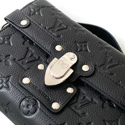 LV 25S SOUL TRUNK 19 IN BLACK EMBOSSED TAURILLON CALFSKIN SILVER HARDWARE