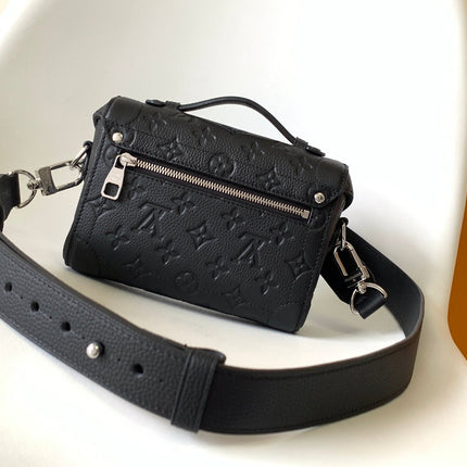 LV 25S SOUL TRUNK 19 IN BLACK EMBOSSED TAURILLON CALFSKIN SILVER HARDWARE