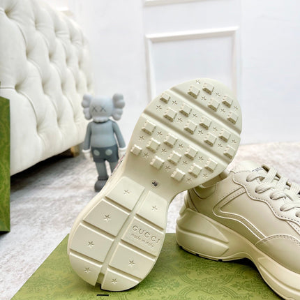 GG RHYTON TRAINER WHITE LAMBSKIN WITH HEART MOTIF