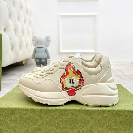 GG RHYTON TRAINER WHITE LAMBSKIN WITH ICON