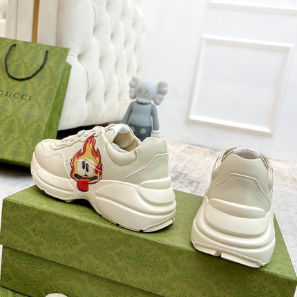 GG RHYTON TRAINER WHITE LAMBSKIN WITH ICON