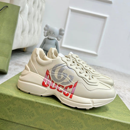 GG RHYTON TRAINER WHITE LAMBSKIN WITH H LETTER