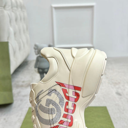 GG RHYTON TRAINER WHITE LAMBSKIN WITH H LETTER