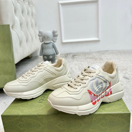 GG RHYTON TRAINER WHITE LAMBSKIN WITH H LETTER