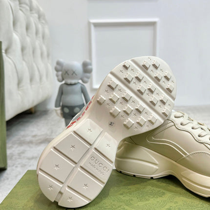 GG RHYTON TRAINER WHITE LAMBSKIN WITH H LETTER