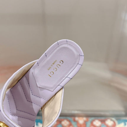 HIGH THONG MULE 55MM IN LIGHT PINK CALFSKIN WITH GOLD HARDWARE