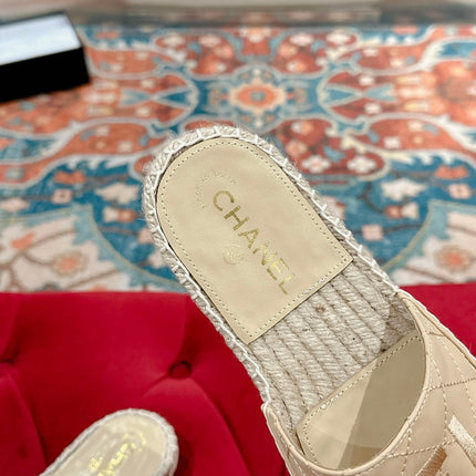 FLAT SLIPPERS IN BEIGE LAMBSKIN MIX WOVEN