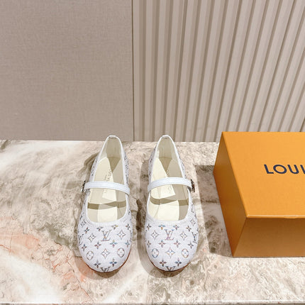 LV BALLET FLAT IN WHITE MONOGRAM CANVAS