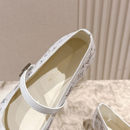 LV BALLET FLAT IN WHITE MONOGRAM CANVAS