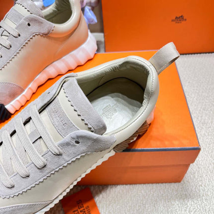 BOUNCING SNEAKER IN PALE GRAY SUEDE AND CALFSKIN