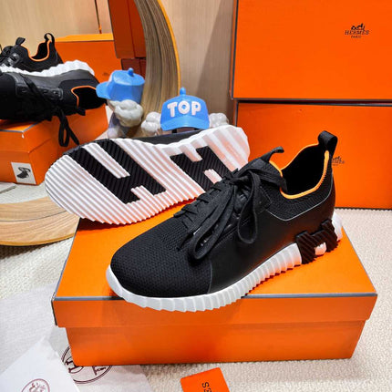 DEPART SLIP-ON SNEAKER IN BLACK MIX WHITE KNIT AND CALFSKIN