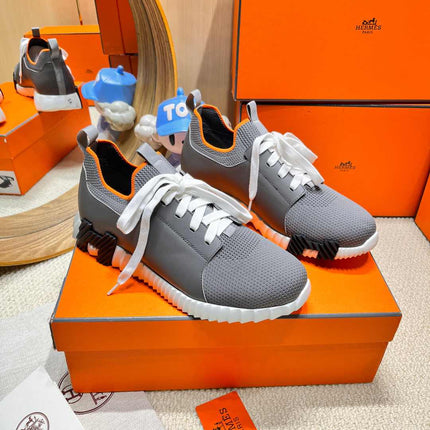 DEPART SLIP-ON SNEAKER IN MOUSE GRAY KNIT AND CALFSKIN