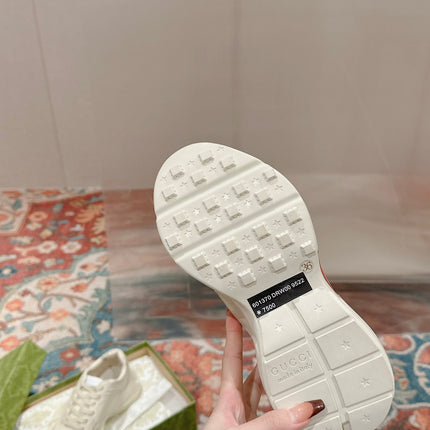 GG RHYTON TRAINER WHITE CALFSKIN WITH APPLE MOTIF