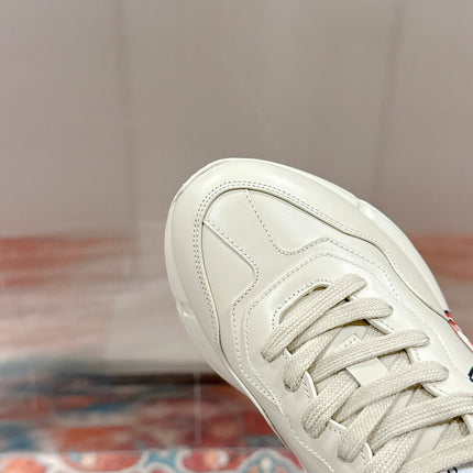 GG RHYTON TRAINER WHITE CALFSKIN WITH APPLE MOTIF