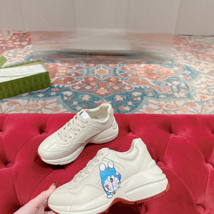 GG RHYTON TRAINER WHITE CALFSKIN WITH DOREMON MOTIF