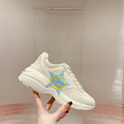 GG RHYTON LOGO TRAINER WHITE CALFSKIN