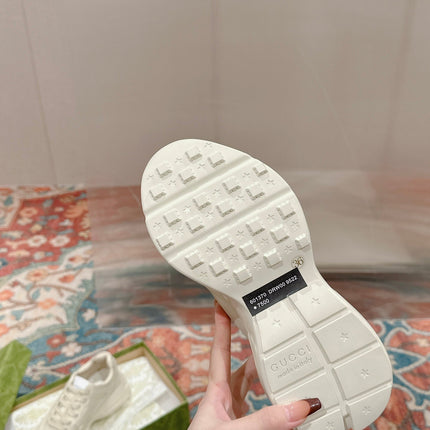 GG RHYTON LOGO TRAINER WHITE CALFSKIN