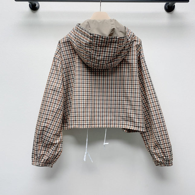 MIUMIU PLAID HOODED JACKET 228063