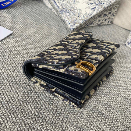 SADDLE LOTUS WALLET 11 IN BLACK MONOGRAM OBLIQUE JACQUARD