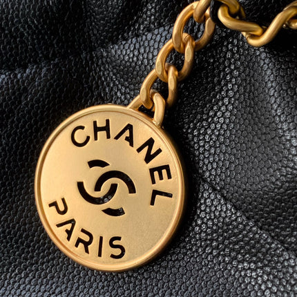CHANEL BAG 25S 20 CM IN BLACK LAMBSKIN WITH GOLD HARDWARE