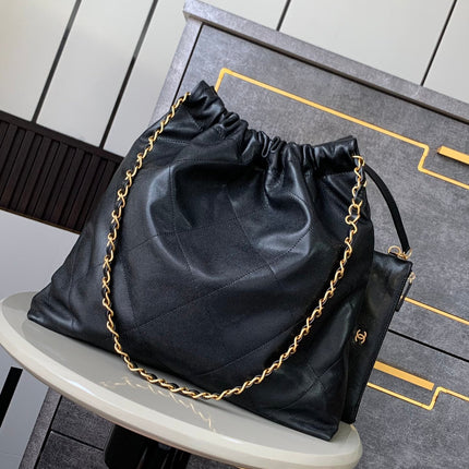CHANEL BAG 25S 42 CM IN BLACK LAMBSKIN WITH GOLD HARDWARE