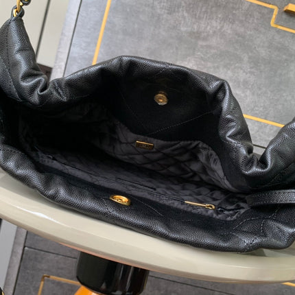 CHANEL BAG 25S 42 CM IN BLACK LAMBSKIN WITH GOLD HARDWARE