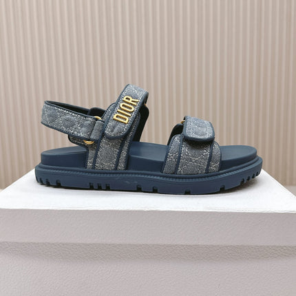 DIOR BACK-STRAP SANDALS 25S IN NAVY BLUE DENIM AND CALFSKIN