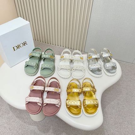 DIOR BACK-STRAP SANDALS 25S IN WHITE TWEED AND CALFSKIN