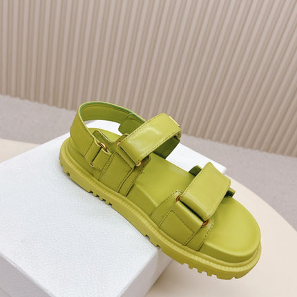 DIOR BACK-STRAP SANDALS 25S IN OLIVE YELLOW CALFSKIN WITH GOLD HARDWARE