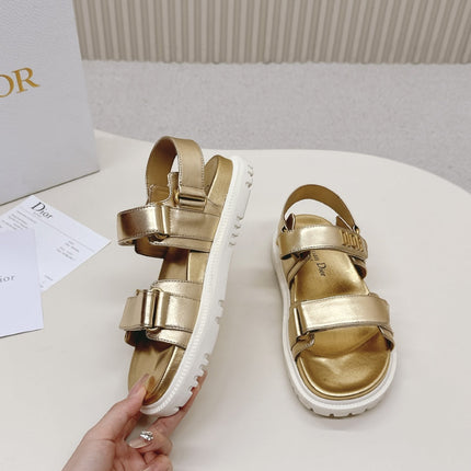DIOR BACK-STRAP SANDALS 25S IN GOLD CALFSKIN WITH GOLD HARDWARE