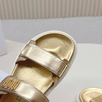 DIOR BACK-STRAP SANDALS 25S IN GOLD CALFSKIN WITH GOLD HARDWARE
