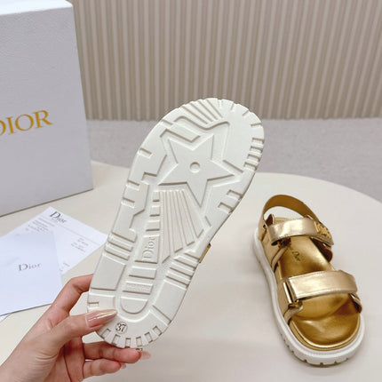 DIOR BACK-STRAP SANDALS 25S IN GOLD CALFSKIN WITH GOLD HARDWARE
